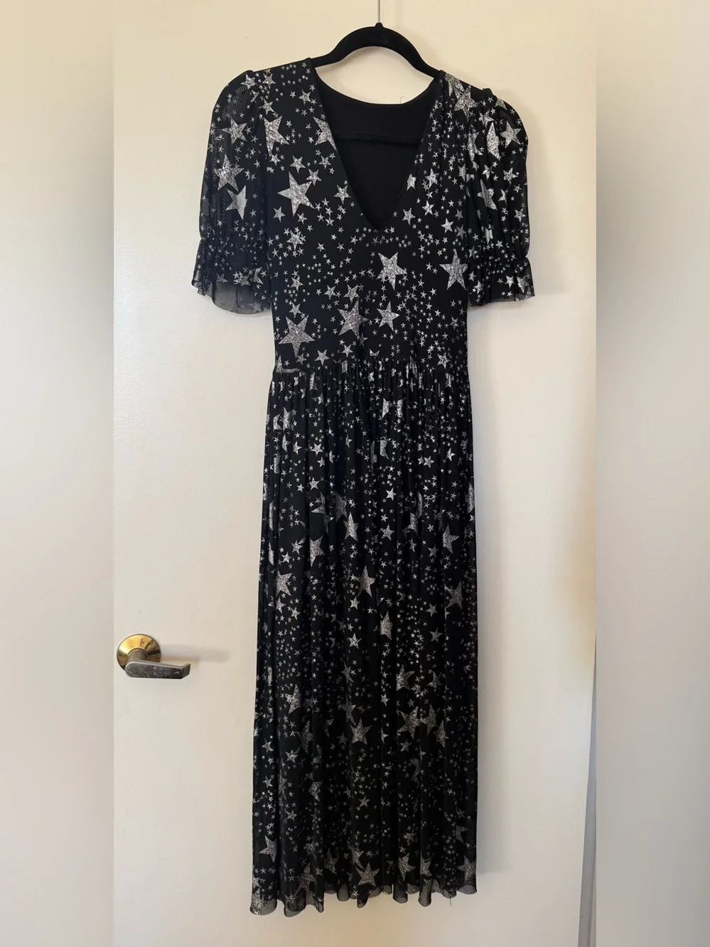 BlackMilk Stars Corrupted Stellar Midi Dress Black Mesh Silver Stars in Small - Picture 3 of 12